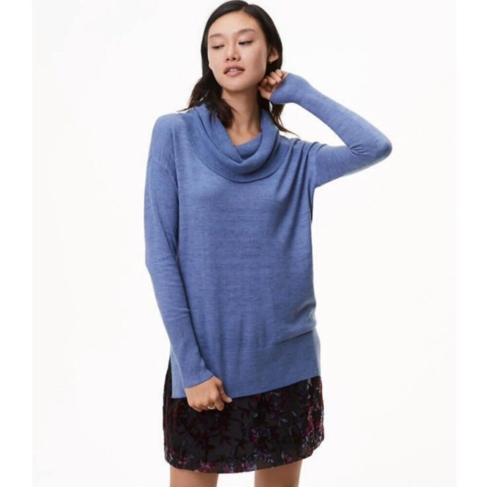 LOFT Heathered Cowlneck Tunic Sweater